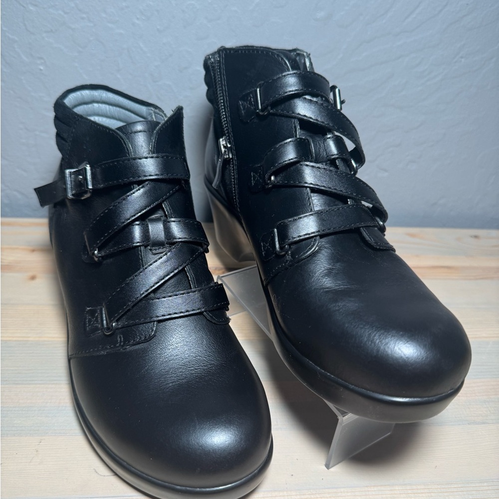 Alegria Black Ankle Boots with Buckle Detail